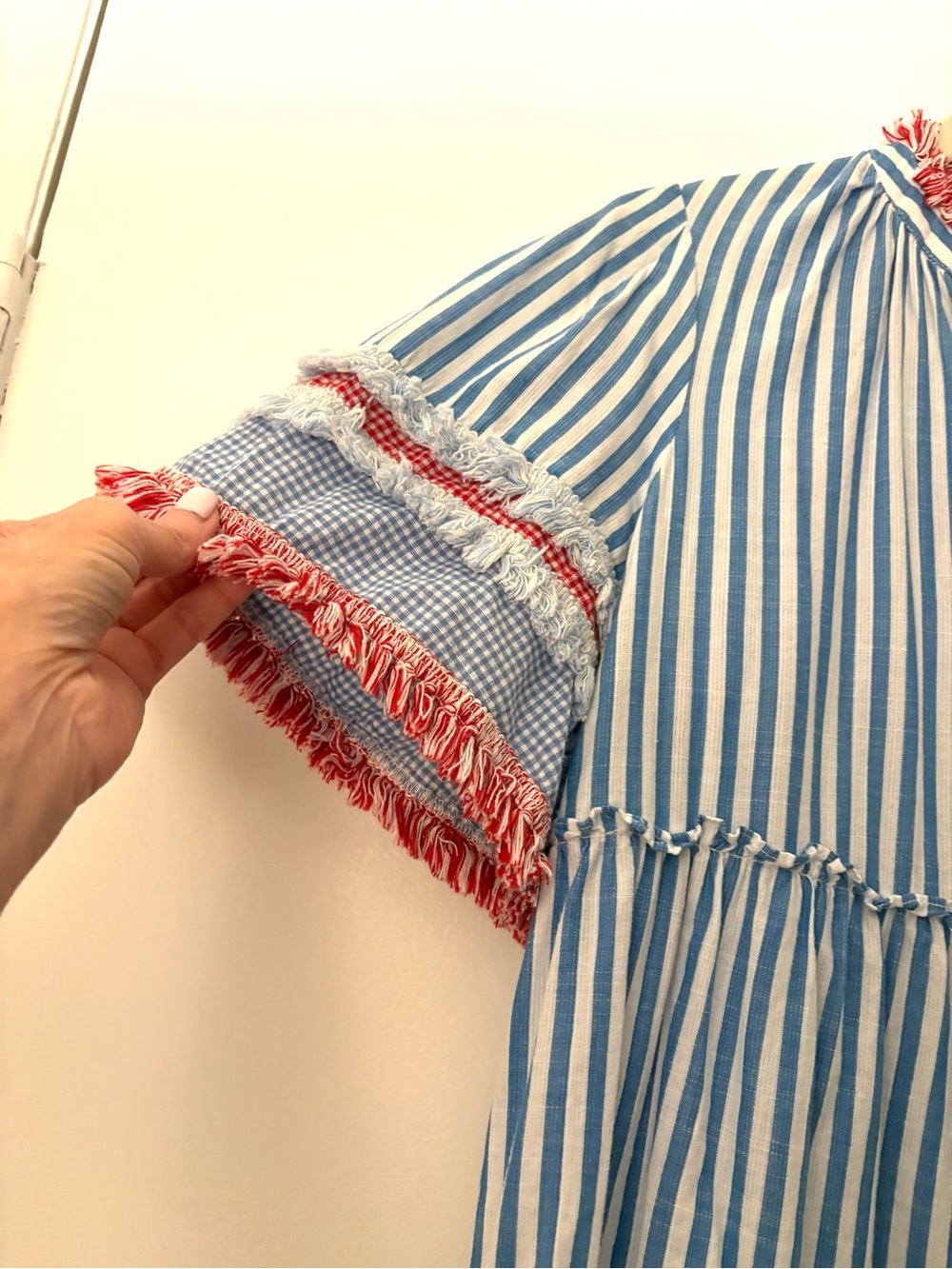 Tuckernuck Blue and Red Striped Tiered Mini Dress - Picture 3 of 7
